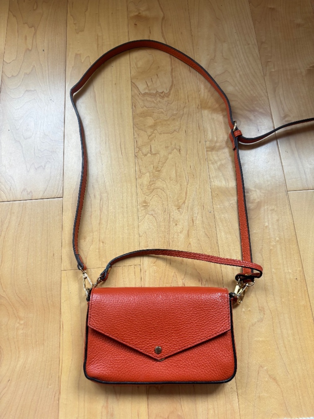 Real leather cross body bag - Burnt orange